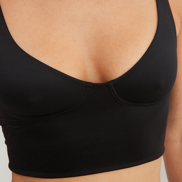 Aerie Smoothez Shine Corset Bra Top Bralette Tank Black NWT Size L - Picture 2 of 9